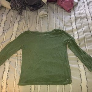 green 3 quarter- long sleeve shirt